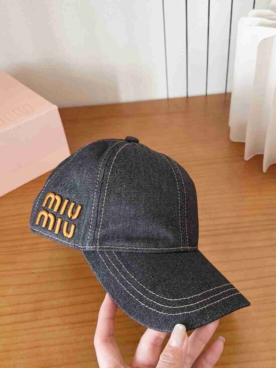 Miu Miu Black Denim Logo Baseball Cap main image 4
